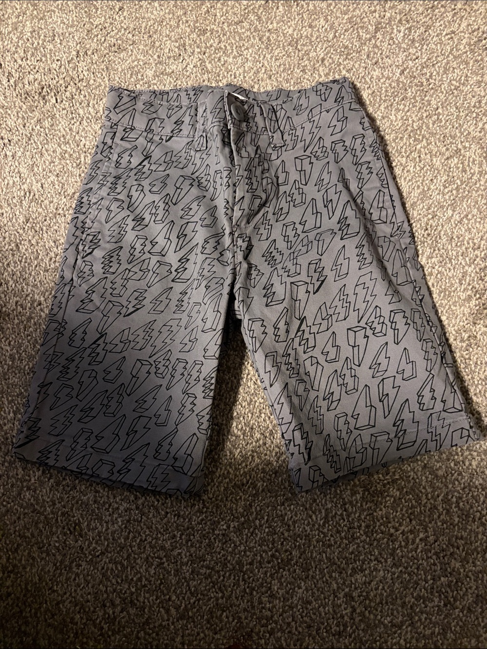 Amazon Essentials Gray Swim Board Shorts with Lightning Print